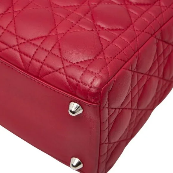 CHRISTIAN DIOR Red Leather Shoulder Bag - Picture 5 of 11